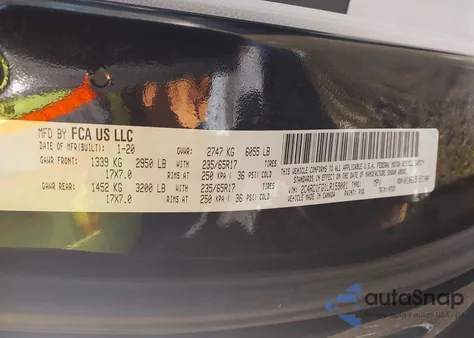 2020 Chrysler Pacifica Touring z USA, uszkodzony, nr VIN 2C4RC1FG1LR159001